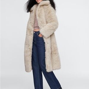 GAP Cream Faux Fur Jacket